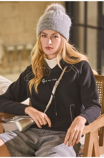 印字撞色線連帽線衫