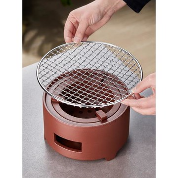 不銹鋼炭爐圍爐燒烤網圓形戶外迷你烤肉大號加粗熏肉簾子茶爐網簾