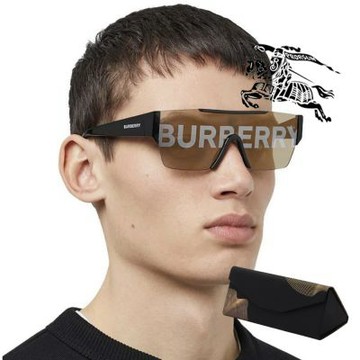 BURBERRY 巴寶莉 時尚潮流一片式太陽眼鏡 移印logo鏡片設計 BE4291 3001/G 黑 公司貨(贈折疊盒)