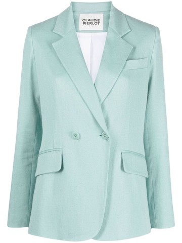 Claudie Pierlot - notched-lapel single-breasted blazer - women - Cupro/Cotton - 40 - Blue