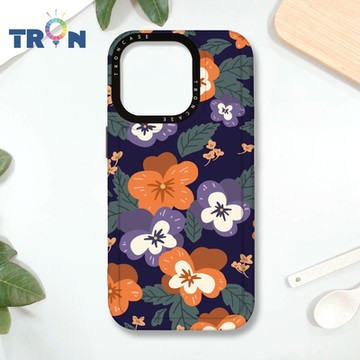 TRON IPHONE 16 PRO 平塗手繪花朵E款 MAGSAFE 磁吸 防摔 太空殼 透黑 手機殼