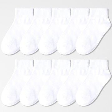NO DESIGN 學生基本款素色短襪組 10雙  白色  L(22~25cm)