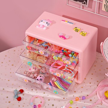 寶寶頭飾盒公主首飾梳妝可愛發夾卡繩橡皮筋圈化妝兒童發飾收納盒