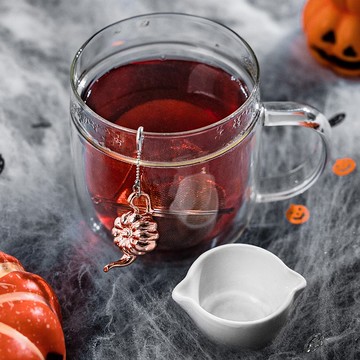 01LIV不銹鋼濾茶器CHICHI濾茶球原創設計吊饰 南瓜壺玫瑰金帶瓷碗