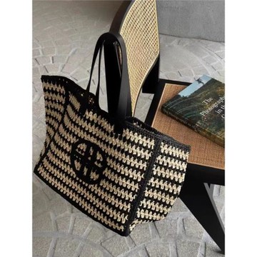 Dennies新品網紅同款時尚百搭草編托特凹造型設計撞色單肩包包女