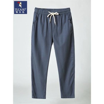 啄木鳥亞麻褲男士夏季薄款潮流直筒褲寬松大碼裝棉麻褲子休閑長褲