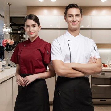 廚師工作服男短袖酒店廚房西餐廳飯店烘焙蛋糕店工裝后廚師服短袖