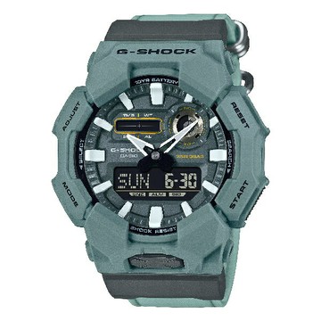 CASIO卡西歐  GA-010 系列 GA-010CE-2A 十年電力布質錶帶雙顯時尚腕錶 藍色 51.9mm｜樂天領券現折★全館特惠中★指定刷卡回饋10%