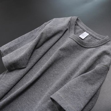 重磅加厚純棉300g碳素磨毛炭黑灰色短袖T恤男 半袖復古深灰打底衫
