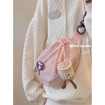 免運💯帆布休閒包包女 潮斜挎包夏天運動胸包小衆百搭ins腰包胸包腰包單肩背包運動騎行手機鑰匙收納時尚包休閒學生畢旅單肩包