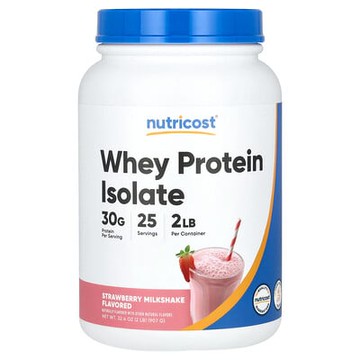 Nutricost, 分離乳清蛋白，草莓奶昔味，2 磅（907 克）