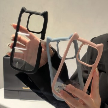 i17可愛貓耳朵 適用於 蘋果 iPhone 16 15 14 13 12 Pro max 手機殼 防摔殼 保護殼