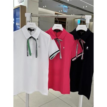24夏季新原單高爾夫女裝翻領蝴蝶結短袖T恤golf運動百搭韓國代購