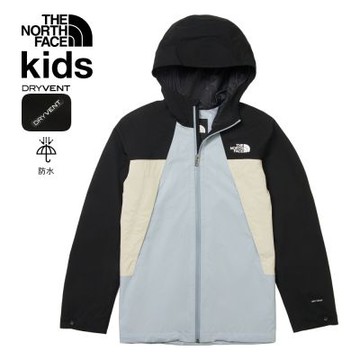 【The North Face 官方旗艦】北面兒童黑藍拼接DRYVENT防水衝鋒衣｜8G37MIS 外套