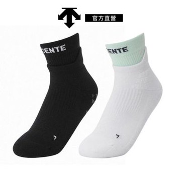【DESCENTE】迪桑特 中性 高階防滑跑步襪 運動襪 中筒襪(黑色/白色)