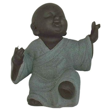 紫砂陶瓷茶寵擺飾 欣 小和尚  13 x 10 x 8.5cm  褐色