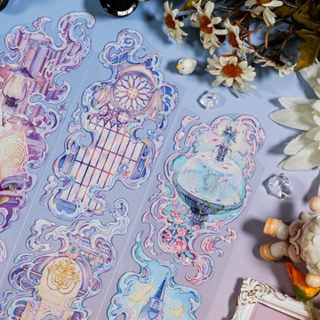 海市蜃樓 天空の城 PET 和紙膠帶 貝殼光 10米卷 台灣製 巨畫幅