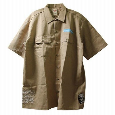 BornxRaised (ボーンアンドレイズド) 半袖 ワークシャツ ディッキーズ BORN X RAISED + MR. CARTOON WORK  SHIRT Dickies 1574 KHAKI | LINEブランドカタログ