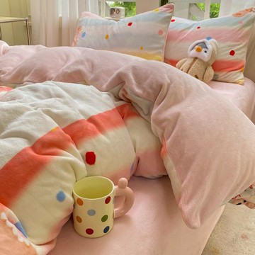 台灣優選 韓系床包組 寢具四件組 牛奶絨床包組 法蘭絨床包組 床包四件組 單人床包組 適合裸睡 被套床包組 親膚床包組