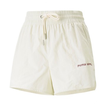 Puma 短褲 Team Shorts 女款 米白 褲子 小開岔 網球風 鬆緊褲頭  53900565