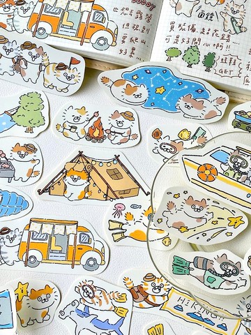 3小喵咪/outdoor喵咪/貼紙包/手帳貼紙/共6款