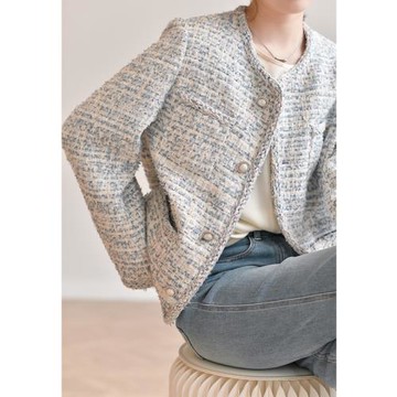 2023早春新款法式輕奢名媛氣質高級感小香風短款粗花呢外套女春秋