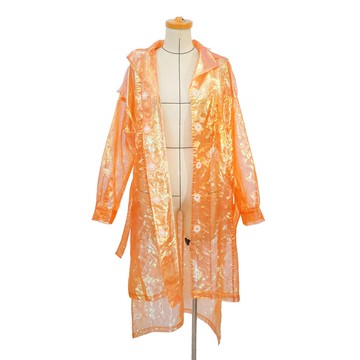 Aman No.11 前衛透明連帽風衣外套  男女皆可穿 橘