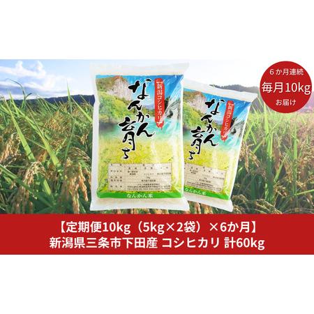 ふるさと納税 [新米定期便 10kg（5kg×2袋）×6か月] コシヒカリ 新潟県三条市下田産 こしひかり 計30kg 令和5年産米 6か月連続でお届け.. 新潟県三条市