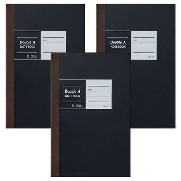 Double A B5膠裝筆記本 布膠系列 橫線內頁 厚螺紋卡紙封面 縫線裝訂 Double A紙張  黑色  3本