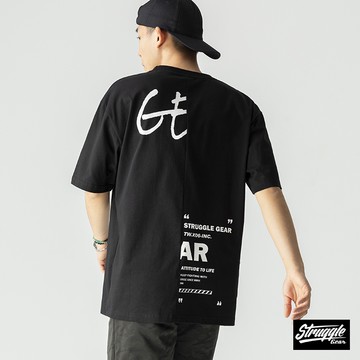 【StruggleGear】後剪接印花短TEE「黑色」M~3XL｜官方旗艦店82203
