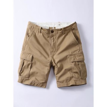 復古歐美重磅耐磨男士休閑工裝短褲阿美咔嘰寬松多口袋大碼五分褲