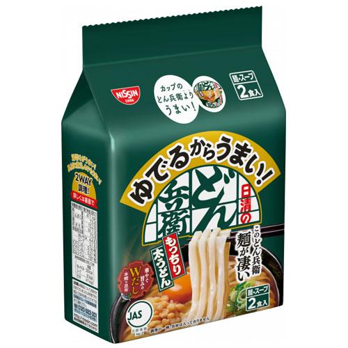 『賞味期限：24.03.04』日清食品 ゆでるからうまい！ どん兵衛 もっちり太うどん 2食パック×9袋