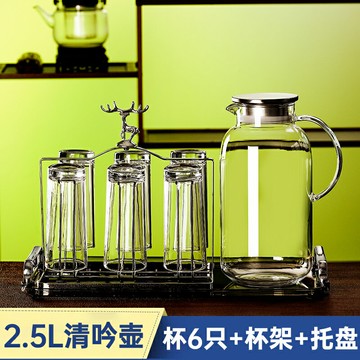 冷水壺玻璃涼水壺瓶大容量泡茶茶壺家用耐高溫晾白開水杯扎壺夏季/水壺/茶壺/涼水壺/冷水壺/飲料壺/冷飲壺