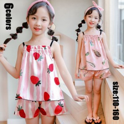 キッズ パジャマ 子供パジャマ セットアップ 女の子 夏 キャミソール 半ズボン ノースリーブ ルームウェア 部屋着 シルク 可愛い 寝巻き ナイトウェア 通販 Lineポイント最大get Lineショッピング