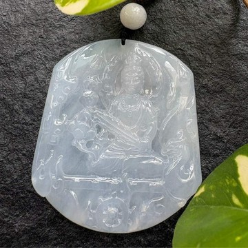 冰種翡翠 紫羅蘭翡翠 文殊菩薩翡翠吊墜 天然緬甸翡翠A貨 QJ-70
