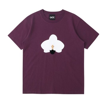 GOC Studio 手工絲網印花拼絨布 白銀色蘭花