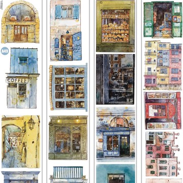 都市掠影 旅行紀錄 歐洲街景素描 PET 和紙膠帶 (kiss-cut)