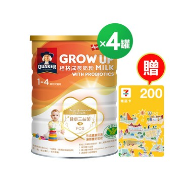 桂格三益菌成長奶粉1500gX4罐[輸入優惠碼折$300，折後價$2896，送超商200商品卡]