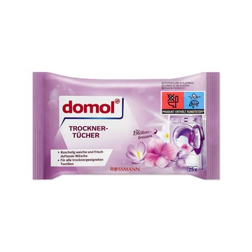 Domol 德國乾衣機專用衣物抗靜電烘衣紙25片/袋(衣物柔軟防皺紙,拋棄式去靜電紙,衣物香氛片)