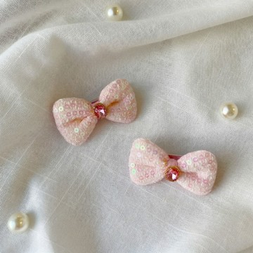 韓國 inpink 粉鑽甜霧蝴蝶結髮夾