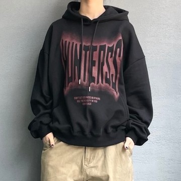 【AMERO】男裝 女裝 長袖連帽Ｔ恤 牛奶絨 幻影字母 情侶裝