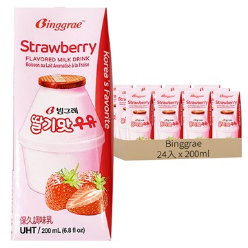 Binggrae 草莓牛奶 Set  韓國國民飲品  經典韓國品牌  營養好喝  即開即飲  200ml  24入