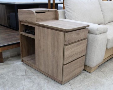 【歐風別館】東尼灰梧桐色桌邊几【小茶几~USB~隙縫櫃~床頭櫃~基隆至台中免運費】