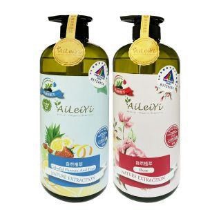 AiLeiYi 洋甘菊修護洗髮精-繽紛花果香+洋甘菊潤膚沐浴精-玫瑰花香1000ml