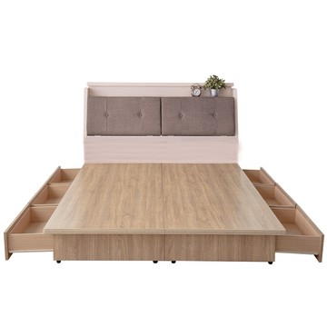 【KIKY】村上附插座貓抓皮靠墊二件床組雙人加大6尺(床頭箱+六分抽屜床底)