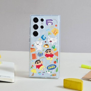 蠟筆小新與小白的日常亂花防摔透明SAMSUNG手機殼