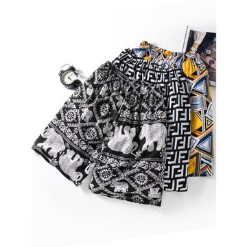 夏季男士棉綢睡褲薄款人造棉短褲大碼沙灘褲寬松五分褲外穿家居褲