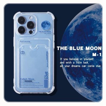 藍色月球適用三星s24ultra手機殼透明s23fe/s22+插卡放照片s21個性a15a55a54a05s創意a25男女a35潮note20/s10