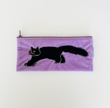 【CINDY CHIEN】黑貓刺繡絨布筆袋