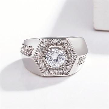 隔日到貨 不亮不用錢 MB 1克拉 莫桑鑽 八心八箭 戒指 S92銀 可調式戒圍 A373